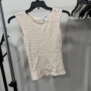 Ann Taylor LOFT Cream Textured Tank Top small